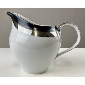 Royal M By Meito Japan Duchess Forever Yours Creamer White Silver Band